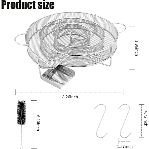 Rökgenerator av högkvalitativt rostfritt stål, kallrök för rökare med borste och krok, kött rökare för rökare och rökugn, återanvändbar