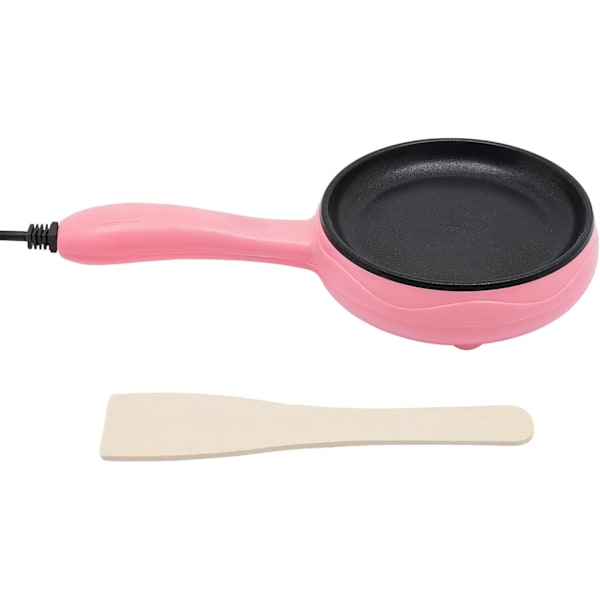 Mini Elektrisk Stegepande 6 Tommer Rund Form Elektrisk Køkken Stegepande med Træspatel 450W Rustfrit Stål Stegepande (Pink)