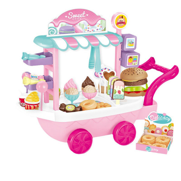 Godis- och glasvagn för barn, simulering av efterrättsautomat Pink