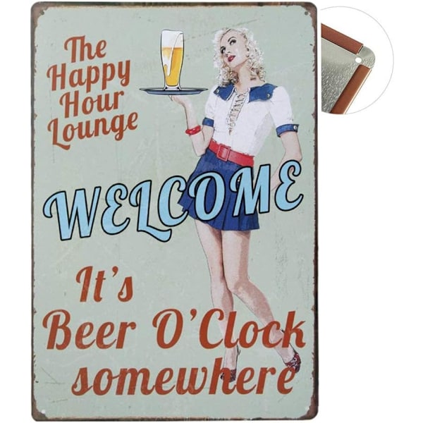 Stor 20 x 30 cm Farverig Vintage Metal Skilt Metalplakat Væg Dekorativ Plade til Bar, Restaurant, Pub, Øl Serie (Welcome)