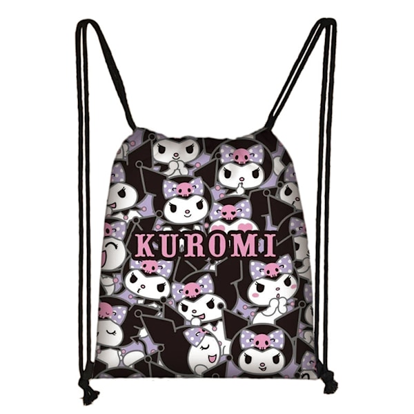 Kuromi Kiristysnyörillinen Reppu PE Urheilu Uimakoulu Matkakassi Reppu Lounaskassi #2 32x38cm