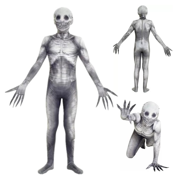 Morphsuits Kids the Rake Morphsuit Pojkar Flickor Creepepasta Halloween Kostym Bodysuit Halloween Grå 140cm