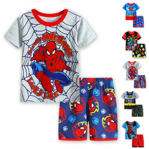Barnens Spiderman Pyjamas Set med Kortärmad T-shirt och Shorts, Ålder 4-7 År, Sommarsovkläder #1 110cm