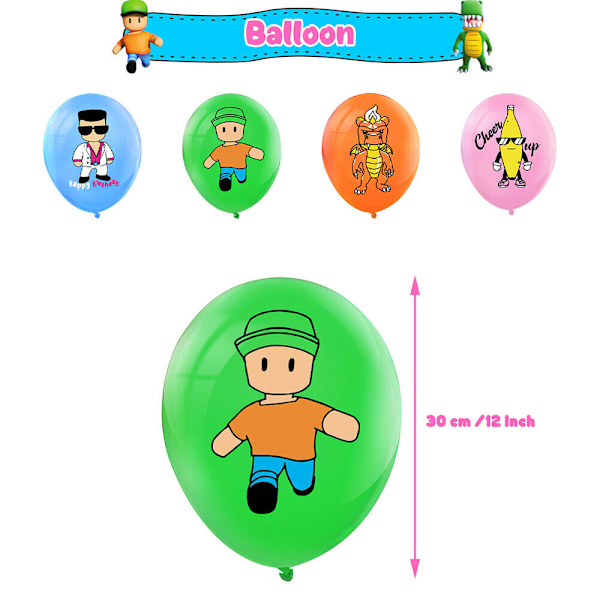 Barnens pojkar flickor tecknad Stumble Guys födelsedag banderoll ballonger fest dekoration