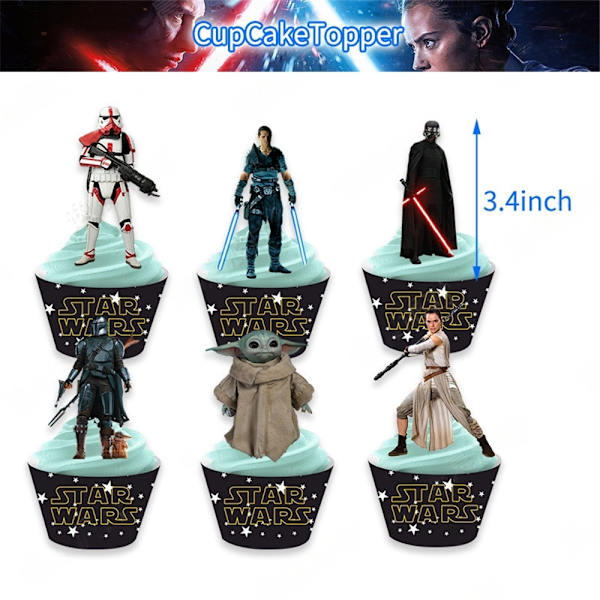 Star Wars Tema Fødselsdagsfestartikler Banner Balloner Kage Toppers Dekorationssæt