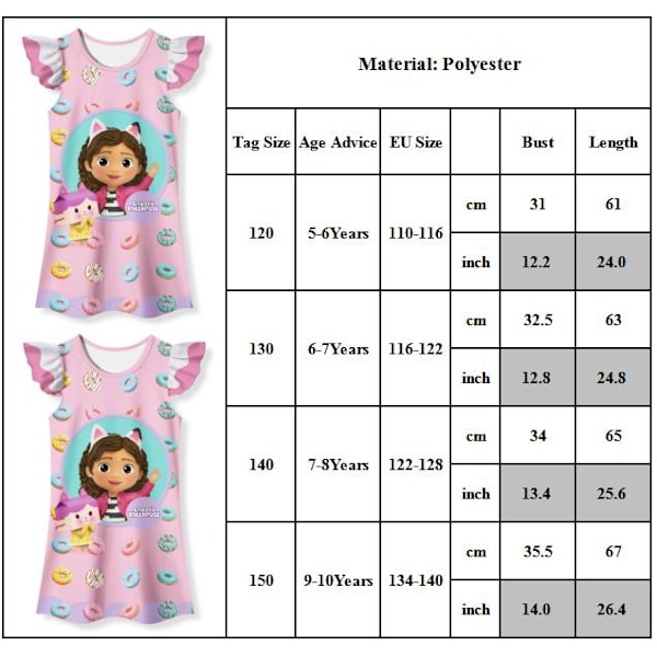 Encanto Mirabel Prinsessanattklänning Barn Flickor Sovkläder Klänning Nattkläder Pyjamas 130cm