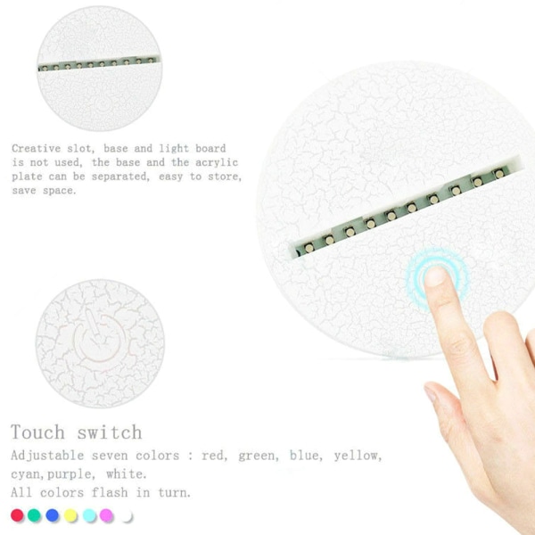 3D LED-lampa Nattljus Akryl Sonic Touch Bord Skrivbordspresenter leksak MY-1634