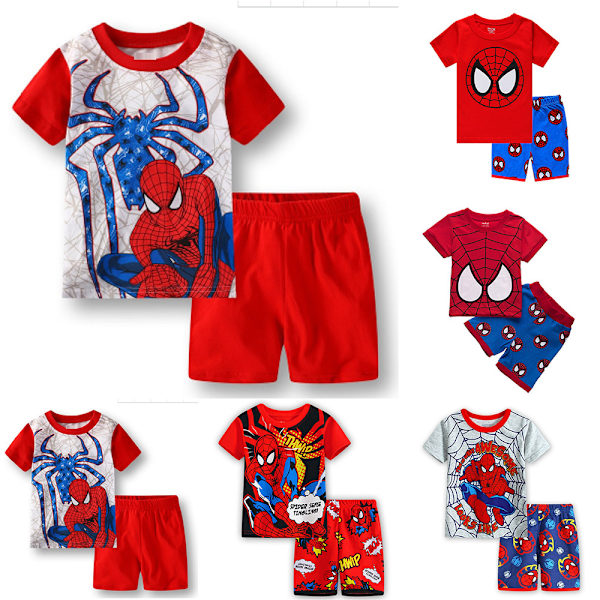 Spiderman Kortärmad Pojkar Loungewear Barnkostym Casual 90cm