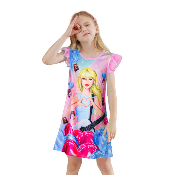 Taylor Princess Nattlinne Barn Tjej Sovkläder Klänning Nattkläder Pyjamas Pjs Fans Present 160cm