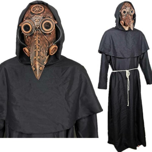 Doctor Bird Lang Næse Næb Steampunk Festmaske Halloween Silver