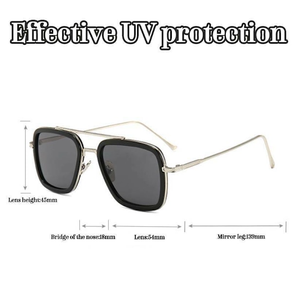 3 kpl Unisex Marvel Avengers Iron Man Neliö Aurinkolasit Silver Frame Gradient Gray Lenses