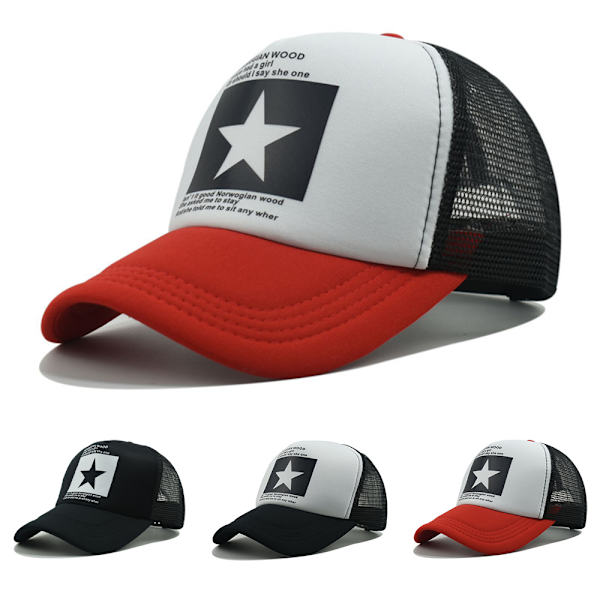 Baseballkasket til mænd og kvinder Snapback Sport Mesh Sun Star Trucker Hat Justerbar kasket A