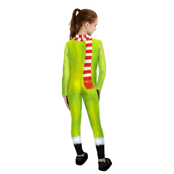 Juldräkt för barn, flickor och pojkar, Grinch-cosplay, jumpsuit, julparty, body A 110cm