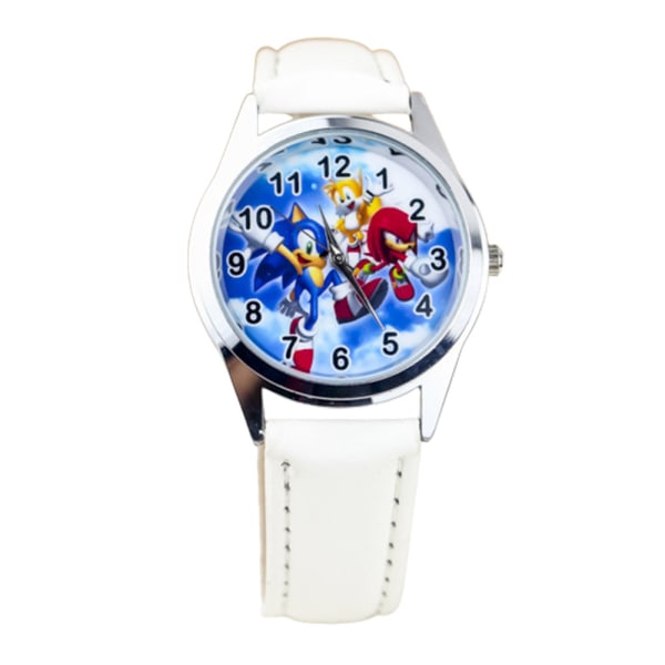 Sonic Cartoon Kid handled Mekanisk konstläderarmband Watch Gift beige