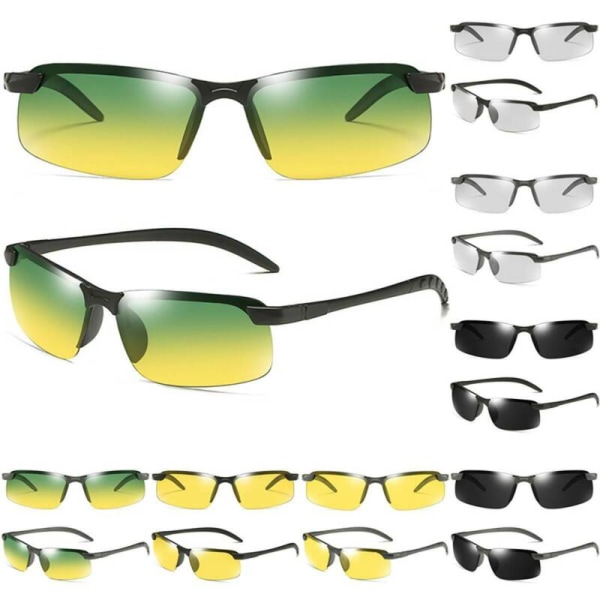 3st Herr Driving Golf Glasögon UV400 Lins PolarizedSolglasögon Black Frame Green Lenses