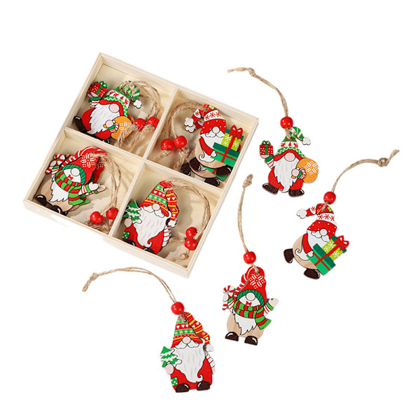 12 st julgranspynt i trä, hängande hantverk, jultomte, hängande dekoration C