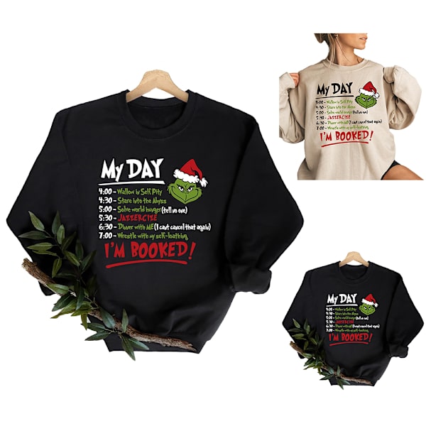 My Day I'm Booked Sweathirt Grön Juldräkt Dam Vinter Semester Topp Khaki XL