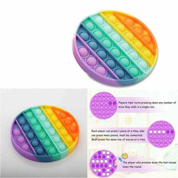 2-pack Pop It Fidget Leksak Regnbåge Stressboll Flerfärgad Spel Round
