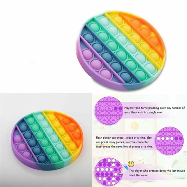 Rainbow Stressboll Pop it Fidget Toys Sensory Push Bubble Presenter Square