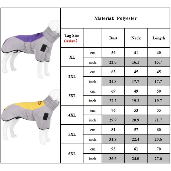 Varm Vadderad Jacka för Hundar, Utomhuskläder för Vintern Grayish violet 3XL