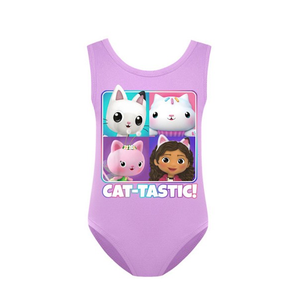 Gaby's Dockhus Print Barn Flickor Monokini Baddräkt Baddräkt Simdräkt Surf Strandkläder Purple 150cm