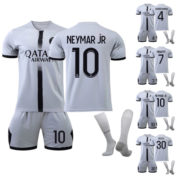 Paris hemma- och borta-tröja-nr. 30 Fotboll Uniform Träningsdräkt ,Barn Pojkar Fotbollssats Träningsoverall Set Skjorta Shorts Strumpor Jersey Outfit Sportkläder #10 26