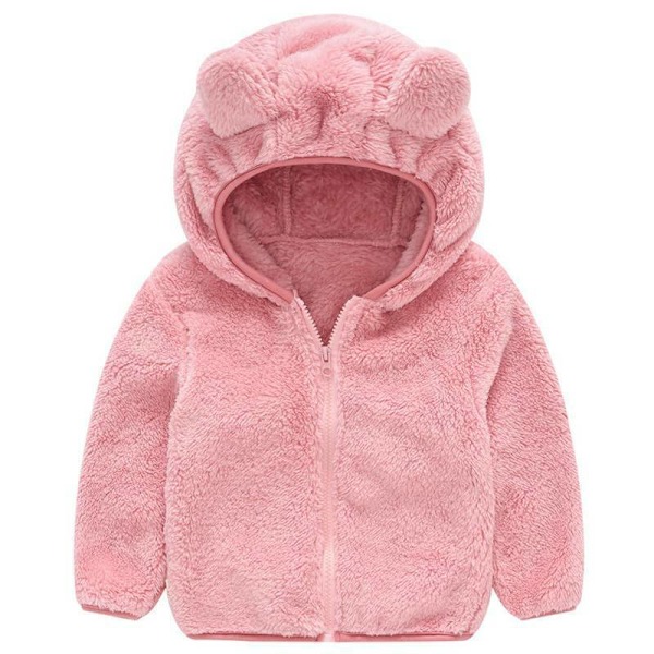 Barnjacka i Teddy Fleece för Småbarn, Pojkar och Flickor, Huvtröja med Huva, Varm Ytterkläder Pink 110cm