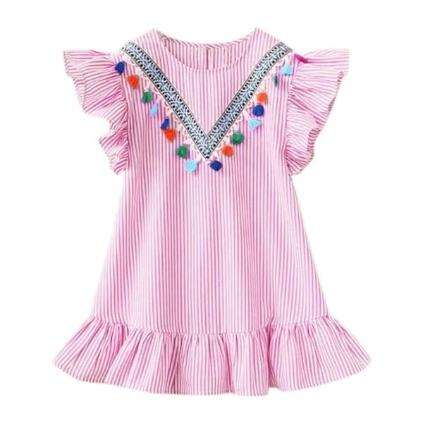 Babyklänning Flickklänning Utsvängd Prinsessfestklänning Sommar Vardaglig Randig Fest Prinsessklänning Pink 100cm