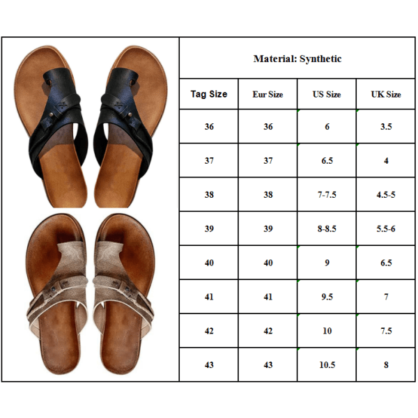 Ortotiska sandaler för kvinnor med platt klack Slider Flip Flop Skor Brown 36