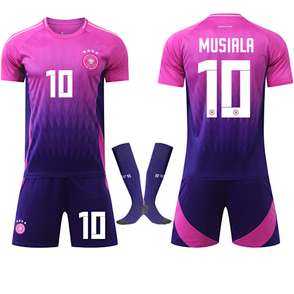 2024-2025 Tyskland Bortamatch Tröja Barn Fotbollströja Set Nr. 10 MUSIRLR Fotbollsträningsuniform 20