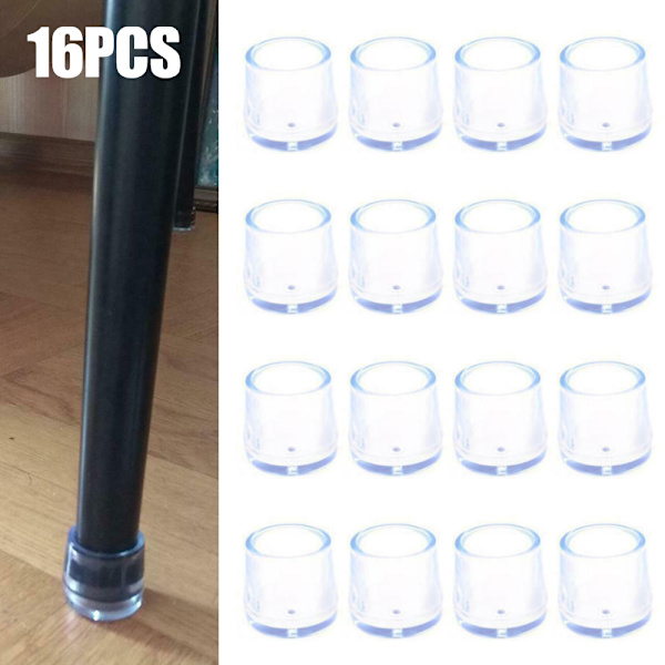 16 mm silikone stolebenshætter, møbelbordbensbeskyttere Transparent 16mm-16PCS
