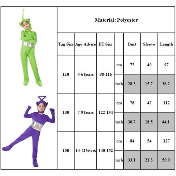 Antenna Baby Jumpsuits Barn Cosplay Kostymdräkter Halloween Rollspel Fluorescent Green 150cm