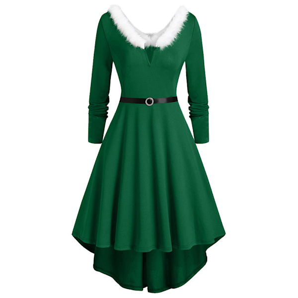 Fru Jultomte Julklänning Juldräkt Kvinnor Huva Green