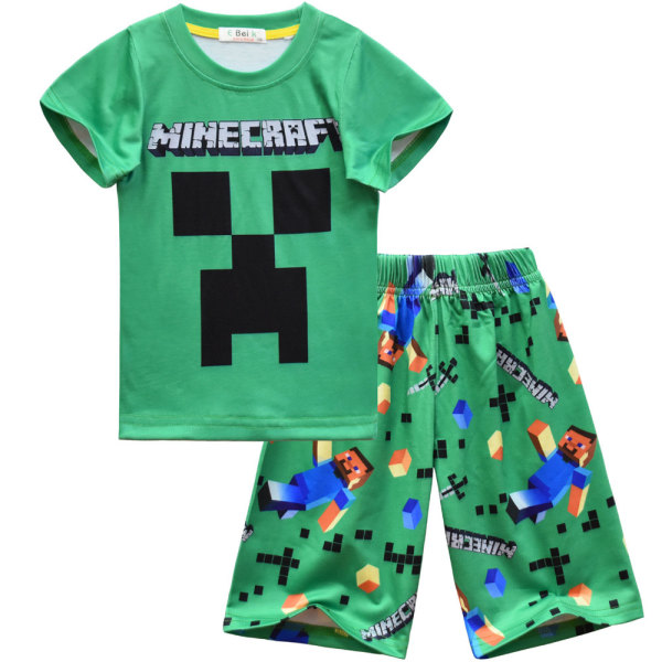 Minecraft Summer Suit Boy Qutfits Casual kortärmade byxor Black 120cm