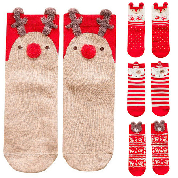 2/4/6/8 par julstrumpor i 4 färger, dekorativa, trendiga tecknade motiv dog 2PCS
