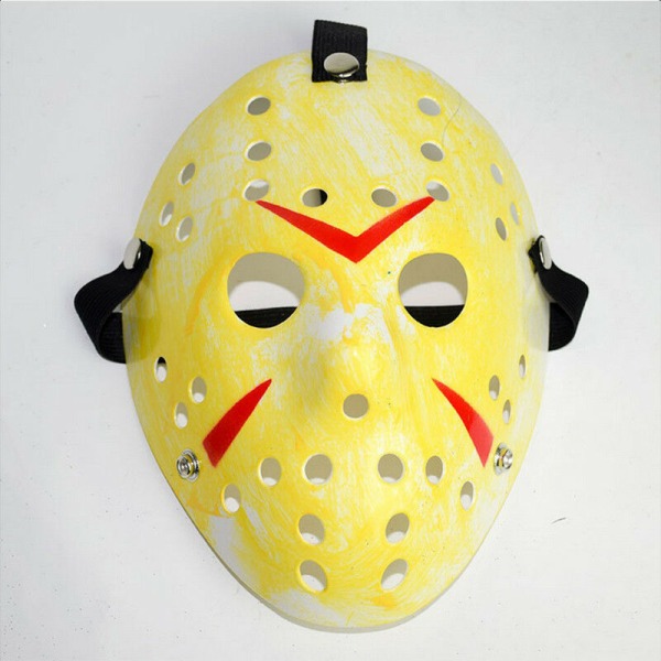 Halloween-fest Jason Vorhees målad hockeymask Yellow
