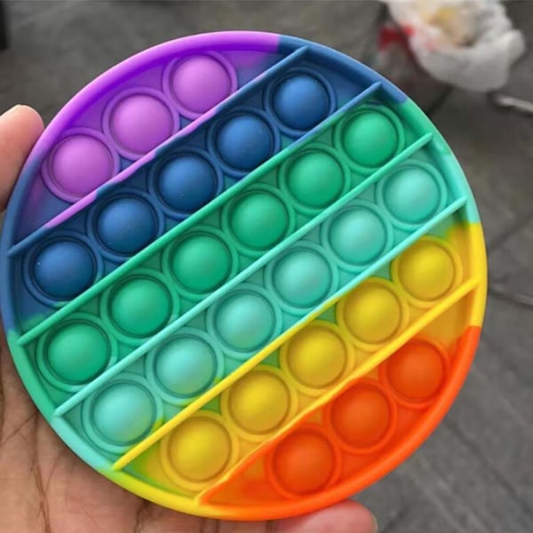 2-pack Pop It Fidget Leksak Regnbåge Stressboll Flerfärgad Spel Round