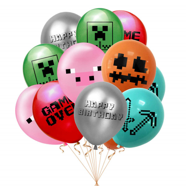 Minecraft tema födelsedag Banner Ballong Party dekorationer leverans