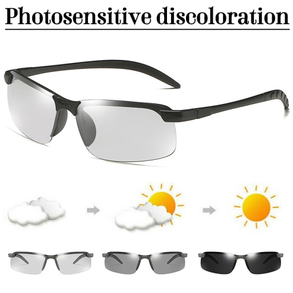 Herr Sportkörning Golfglasögon UV400 Lins Polariserad Solglasögon Black Frame Photochromic Lenses