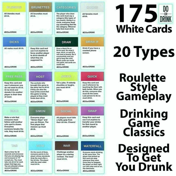 Gör eller drick - Drickkortspel för vuxna - Roligt och smutsigt fest - Våga skott