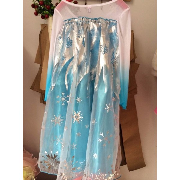 Isdrottningsprincessklänning för barn Anna Elsa Flickeburdagsfestklänning 140cm