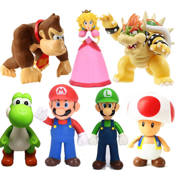 Super Mario Bros Luigi Wario Donkey Kong PVC-figurer Mario