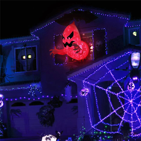 Halloween Oppustelig Spøgelse med LED-lys til Indendørs og Udendørs Havepynt