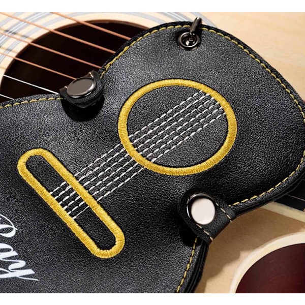 Personligt gitarrplockfodral med 17 fack, Personligt gitarrplockhållare Fodral Anpassat namn Gitarrdesign Bärbar Brown