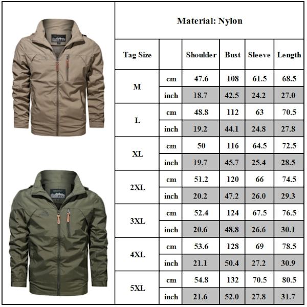Herre Soft Shell Jakke, Vandtæt Windbreaker og Regntæt Jakke, Velegnet til Taktiske Vandreture Army Green 4XL