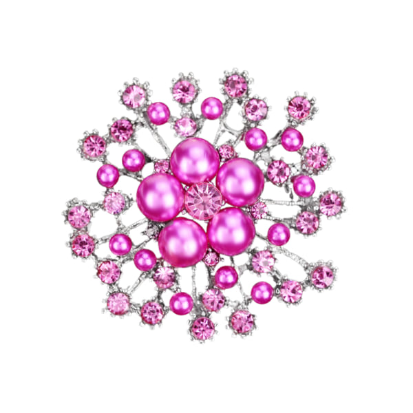 Kvinnor Vintage Style Crystal Stor Snowflake Pearl Brosch Pin rose red