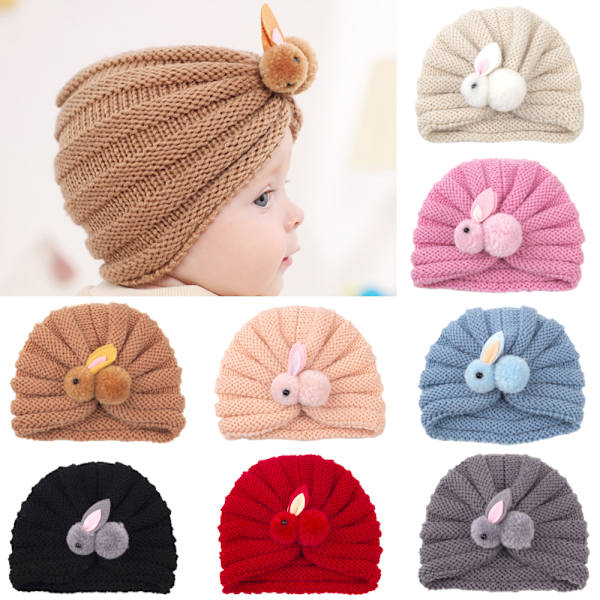 Stickad Bebishatt, Pullover, Spädbarnshatt, Kaninhatt Snow bud color