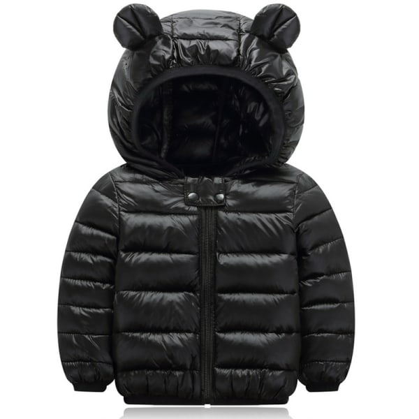Barnjacka med huva för pojkar och flickor, dragkedja, snöoverall, ytterkläder black 110cm