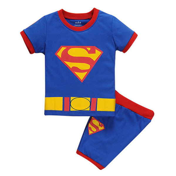 Barn Pojkar Pyjamas Set Tecknad T-shirt Shorts Nattkläder Outfit Blue superman 120cm