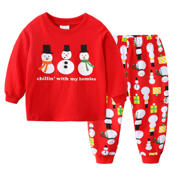 Julkläder för pojkar och flickor, Santa-pyjamas för barn, julpyjamas, festliga PJs D 110cm